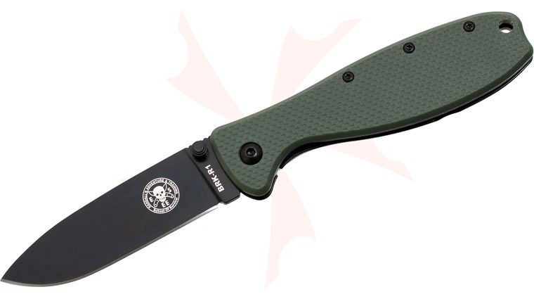 Zancudo Folding Knife 3 inch Black Blade, Olive Drab FRN and Stainless Steel Handles, Designed by ESEE