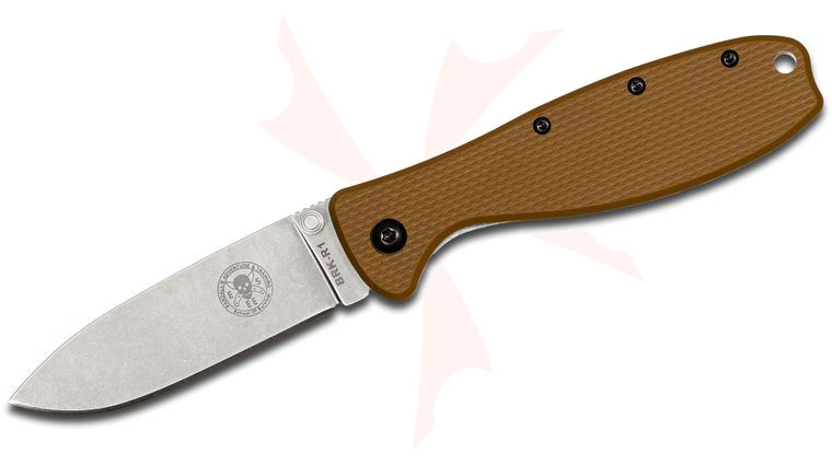 Zancudo Folding Knife 3 inch Stonewashed D2 Blade, Coyote FRN and Stainless Steel Handles, Designed by ESEE