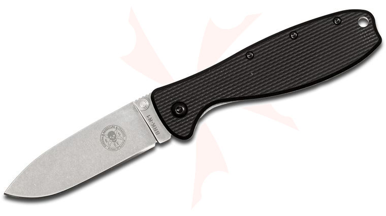 Zancudo Folding Knife 3 inch Stonewashed D2 Blade, Black FRN and Stainless Steel Handles, Designed by ESEE