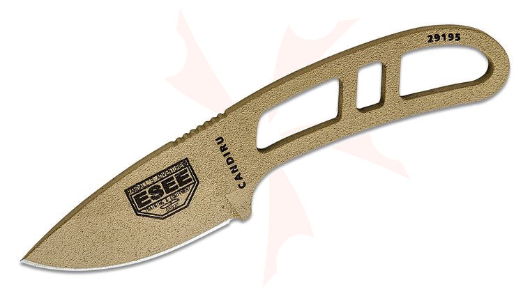 ESEE Knives CAN-OD-E Candiru Utility Fixed 2 inch 1095 Carbon Blade, Dark Earth Powder Coat, Black Molded Sheath