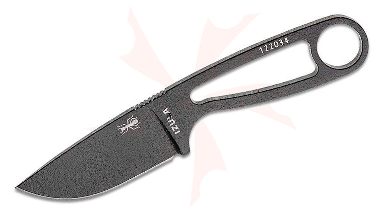 ESEE Knives IZULA-B-KIT Neck Knife Fixed 2.875 inch 1095 Carbon Blade, Black Powder Coat, Black Sheath, Complete Survival Kit