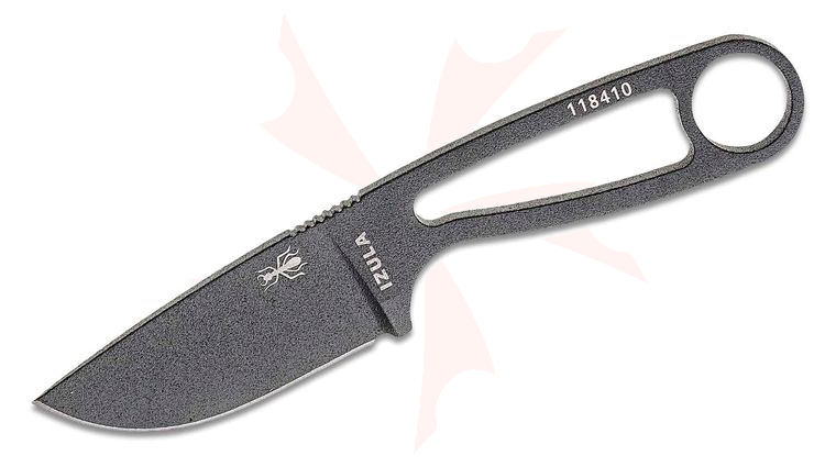 ESEE Knives IZULA-TG-KIT Tactical Neck Knife Fixed 2.875 inch 1095 Carbon Blade, Gunsmoke Powder Coat, Black G10 Handles, Black Sheath, Complete Survival Kit
