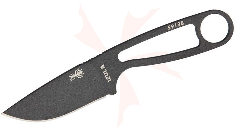 ESEE Knives IZULA-TG Tactical Neck Knife Fixed 2.875 inch 1095 Carbon Blade, Gunsmoke Powder Coat, Black G10 Handles, Black Sheath, Clip Plate
