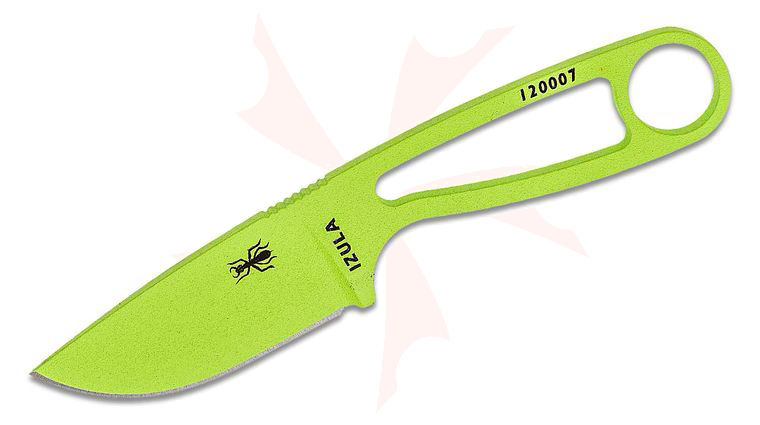 ESEE Knives IZULA-VG Neck Knife Fixed 2.875 inch 1095 Carbon Blade, Venom Green Powder Coat, Black Sheath, Clip Plate
