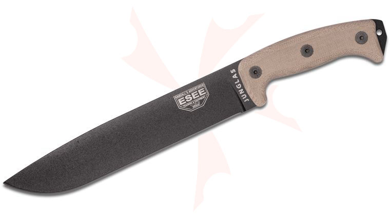 ESEE Knives Junglas Machete 10.38 inch Black Blade, Tan Micarta Handles, Kydex Sheath
