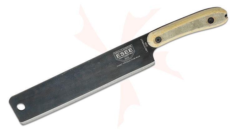 ESEE Knives Expat Libertariat Machete 9 inch 1095 Black Blade, Micarta Handles, Tan Canvas Sheath