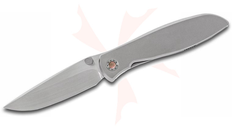 Michael Raymond Custom Starlit Folding Knife 3.3 inch M390 Hand Rubbed Satin Blade, Integral Titanium Handle, Mother of Pearl Pivot Inlays