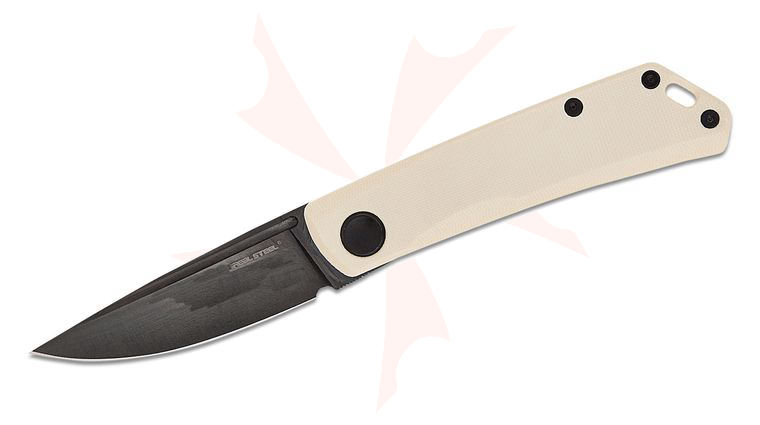 Real Steel Knives Luna Lux Slipjoint Folding Knife 2.76 inch K110 Black DLC Drop Point Blade, Ivory G10 Handles