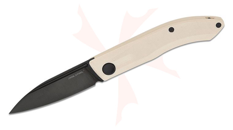 Real Steel Knives Stella Lux Slipjoint Folding Knife 2.95 inch K110 Black DLC Spear Point Blade, Ivory G10 Handles