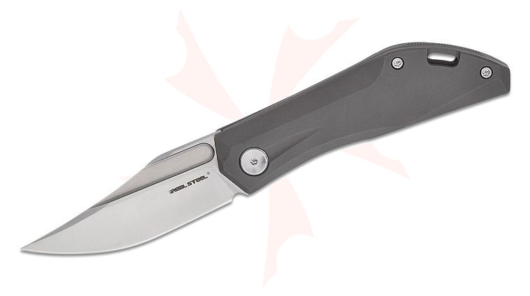 Real Steel Knives Ventus Slipjoint Folding Knife 3.03 inch N690 Sandblasted Clip Point Blade, Blasted Titanium Handles