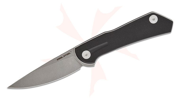 Real Steel Knives Valore Liner Lock Flipper Knife 3.19 inch Nitro-V Stonewashed Drop Point Blade, Black G10 Handles
