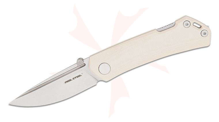 Real Steel Knives Luna Maius Eco Lockback Folding Knife 3.03 inch Satin Drop Point Blade, Ivory G10 Handles