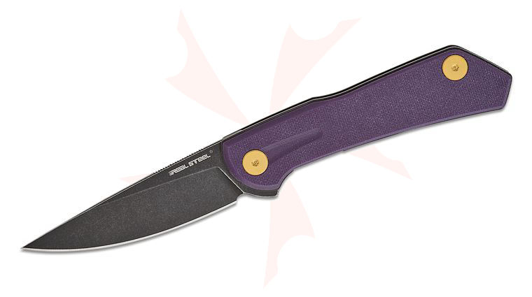 Real Steel Knives Valore Liner Lock Flipper Knife 3.19 inch Nitro-V Black Stonewashed Drop Point Blade, Purple G10 Handles