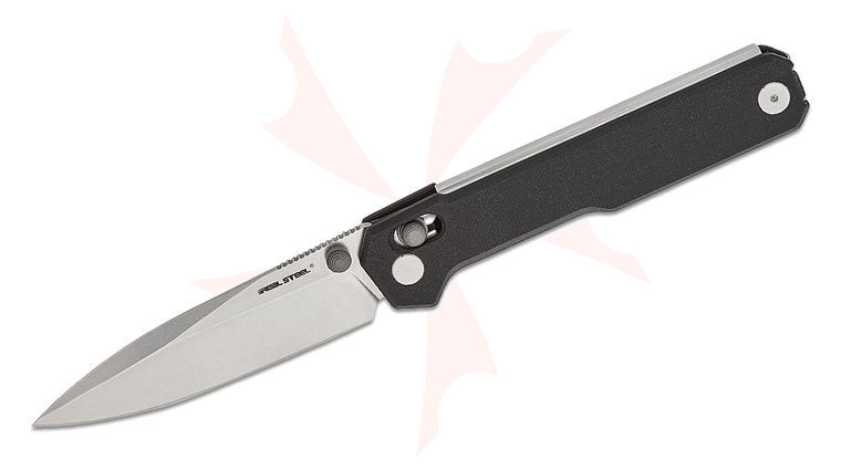 Real Steel Knives Ostap Hel Perix Crossbar Lock Folding Knife 3.5 inch Nitro-V Stonewashed Drop Point Blade, Black G10 Handles