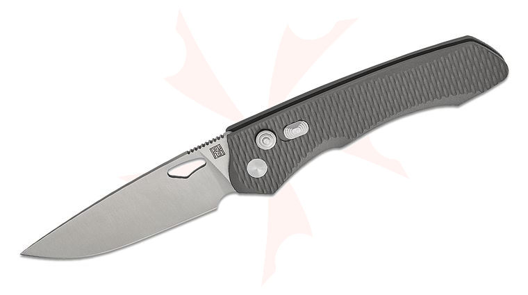 Real Steel Knives Carson Huang Griffin Ultimatum Button Lock Folding Knife 3.54 inch Vanax Satin Drop Point Blade, Milled Titanium Handles