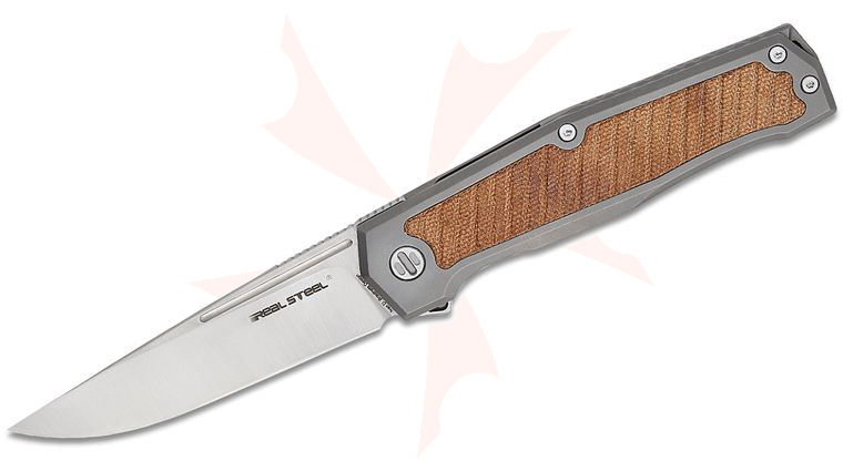 Real Steel Knives Rokot Premium Frame Lock Flipper Knife 3.7 inch S35VN Satin Drop Point Blade, Titanium Handles with Natural Micarta Inlays
