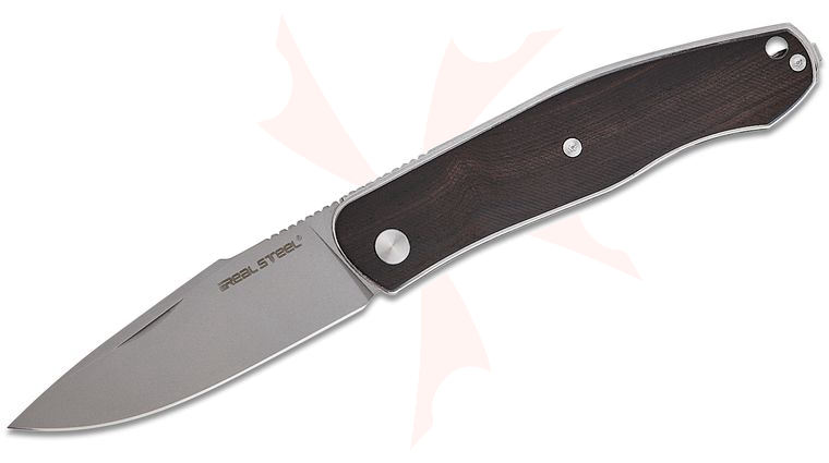 Real Steel Knives Serenity Slipjoint Folding Knife 3.375 inch N690 Bead Blasted Drop Point Blade, Ebony Wood Handles