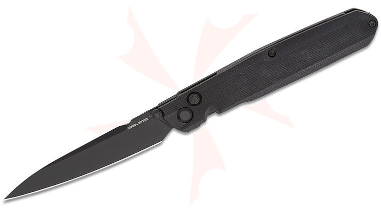 Real Steel Knives G5 Metamorph Button Lock Folding Knife 3.54 inch Sandvik 14C28N Black Plain Blade, Black G10 Handles