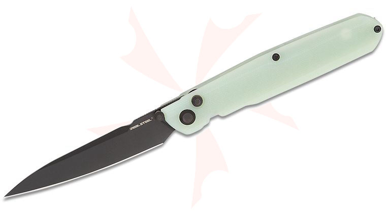 Real Steel Knives G5 Metamorph Button Lock Folding Knife 3.54 inch Sandvik 14C28N Black Plain Blade, Natural G10 Handles