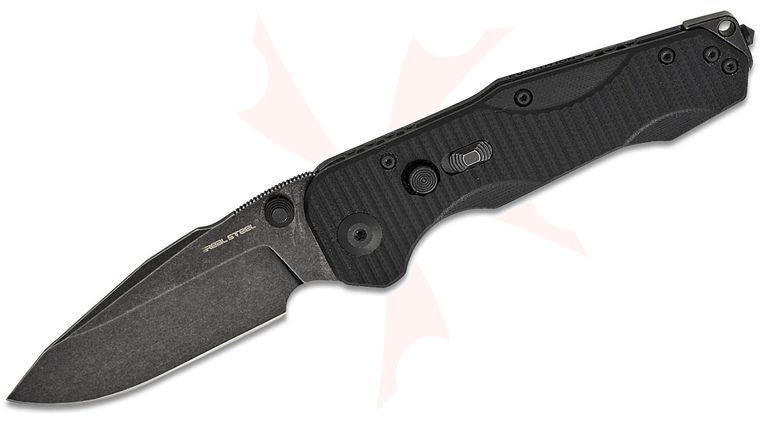 Real Steel Knives Carson Huang Evolution Ironclad Button Frame Lock Folding Knife 3.78 inch D2 Black Stonewashed Drop Point Blade, Black G10 and Black Stonewashed Steel Handles