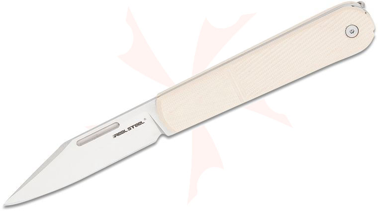 Real Steel Knives Real Barlow RB-5 Slipjoint Folding Knife 2.76 inch Bohler N690 Satin Clip Point Blade, Ivory G10 Handles