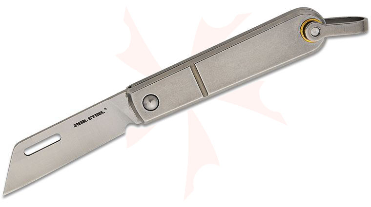 Real Steel Knives Baby Barlow Slipjoint Folding Knife 1.5 inch 12C27 Satin Sheepsfoot Blade, Silver Stainless Steel Handles