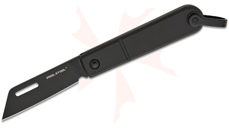 Real Steel Knives Baby Barlow Slipjoint Folding Knife 1.5 inch 12C27 Black PVD Sheepsfoot Blade, Black PVD Stainless Steel Handles
