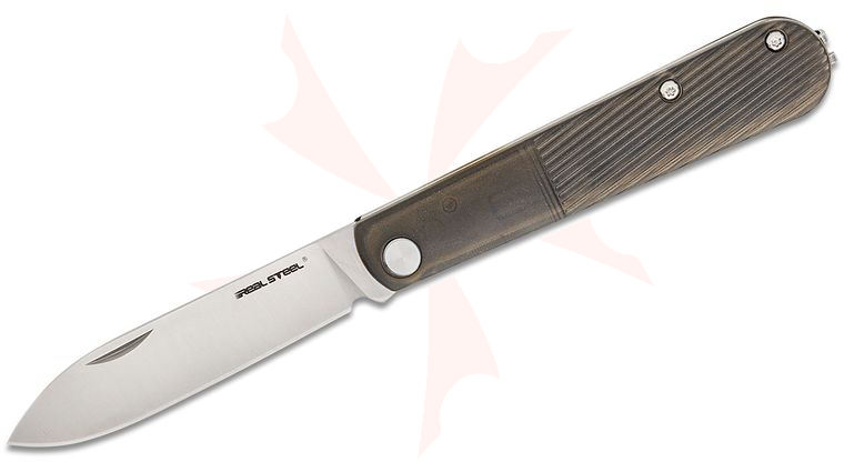 Real Steel Knives Real Barlow RB-1 Slipjoint Folding Knife 2.87 inch 12C27 Satin Drop Point Blade, Black Translucent Plastic Handles
