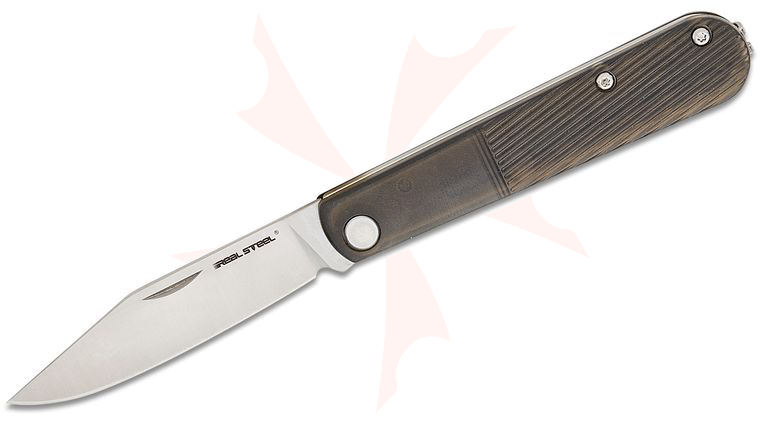 Real Steel Knives Real Barlow RB-1 Slipjoint Folding Knife 2.87 inch 12C27 Satin Clip Point Blade, Black Translucent Plastic Handles