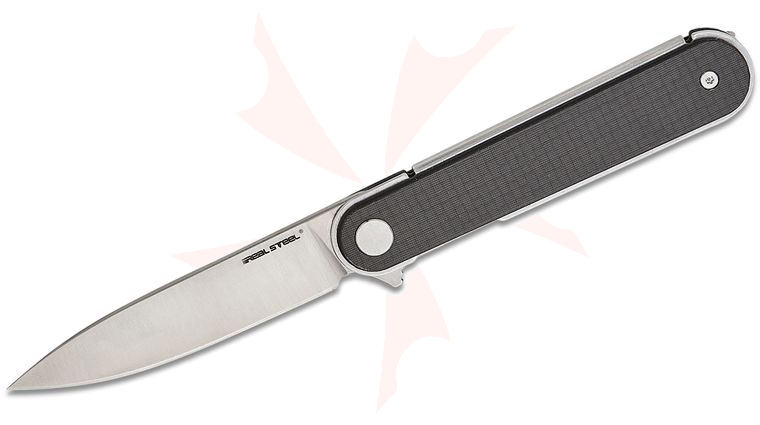 Real Steel Knives IRIS Liner Lock Flipper Knife 2.95 inch 12C27 Satin Drop Point Blade, Textured Carbon Fiber Handles
