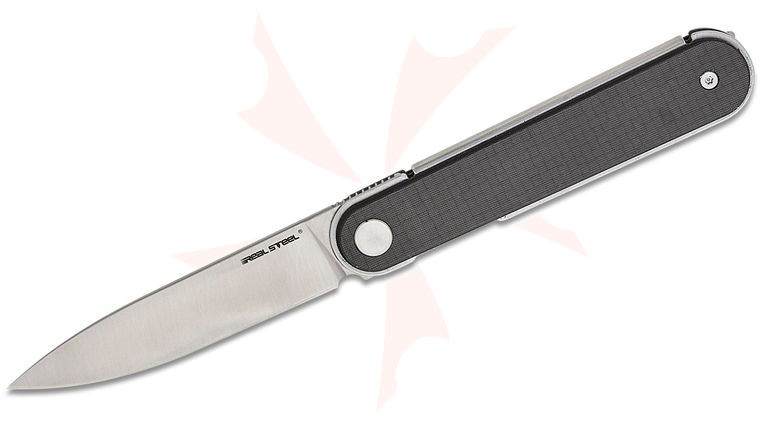 Real Steel Knives IRIS Liner Lock Front Flipper Knife 2.95 inch 12C27 Satin Drop Point Blade, Carbon Fiber Handles