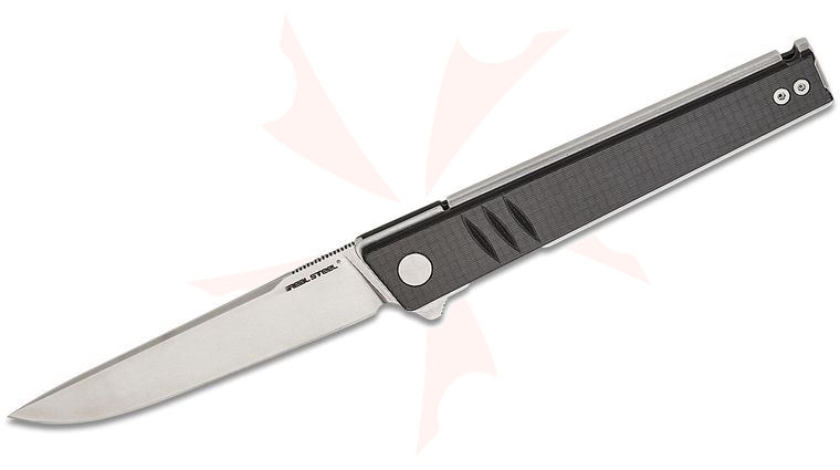 Real Steel Knives Kikashi Liner Lock Flipper Knife 3.54 inch 14C28N Stonewashed Drop Point Blade, Carbon Fiber/G10 Laminate Handles