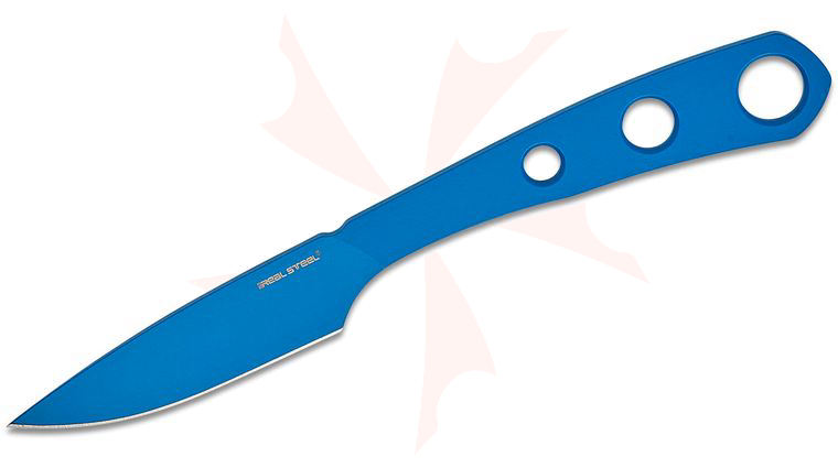 Real Steel Knives Ostap Hel Marlin Survival Fixed Blade Knife 2.44 inch Blue Drop Point Blade and Stainless Steel Handle, Kydex Sheath