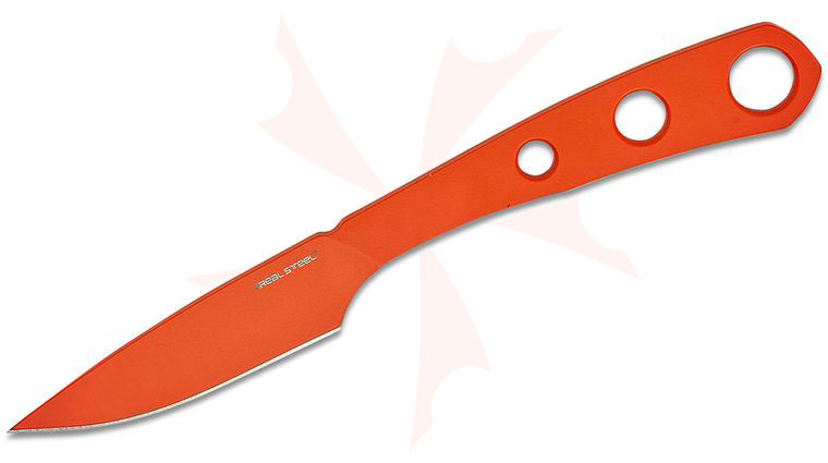 Real Steel Knives Ostap Hel Marlin Survival Fixed Blade Knife 2.44 inch Orange Drop Point Blade and Stainless Steel Handle, Kydex Sheath