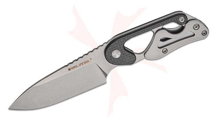 Real Steel Knives Cormorant Apex Fixed Blade Knife 3.38 inch 14C28N Stonewashed Drop Point, Steel Handles with Carbon Fiber Onlays, Kydex Sheath