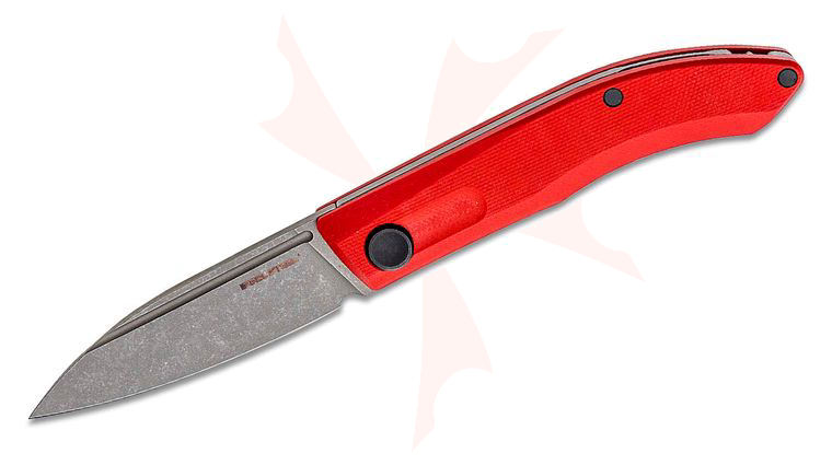 Real Steel Knives Stella Slipjoint Folding Knife 2.95 inch VG10 Greywashed Spear Point, Red G10 Handles