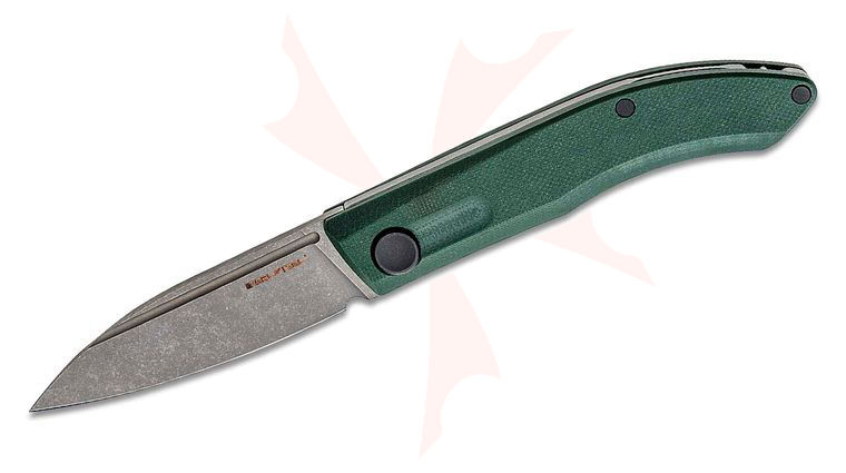 Real Steel Knives Stella Slipjoint Folding Knife 2.95 inch VG10 Graywashed Spear Point Blade, Green G10 Handles