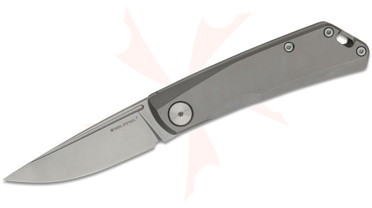 Real Steel Knives Luna Slipjoint Folding Knife 2.76 inch N690 Stonewashed Drop Point Blade, Titanium Handles