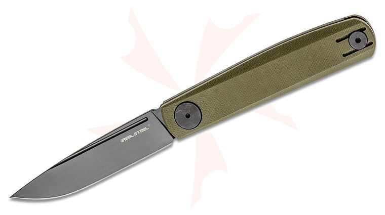 Real Steel Knives Gslip Compact Slipjoint Folding Knife 3.07 inch VG10 Black Blade, Green G10 Handles
