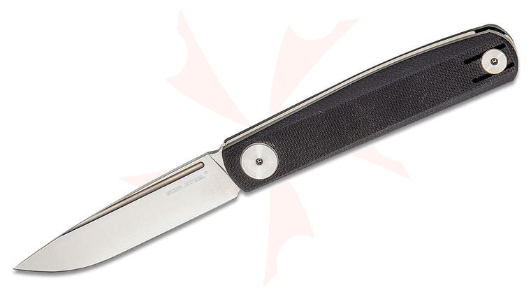 Real Steel Knives Gslip Compact Slipjoint Folding Knife 3.07 inch VG10 Satin Blade, Black G10 Handles