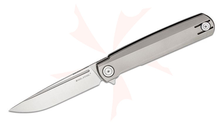 Real Steel Knives G-Frame Flipper Knife 3.46 inch N690 Satin Blade, Bead Blast Titanium Handles