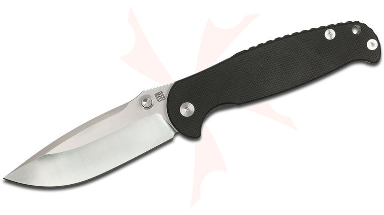 Real Steel Knives S6 Folding Knife 3.75 inch Satin VG10 Plain Blade, Black G10 and Titanium Handles