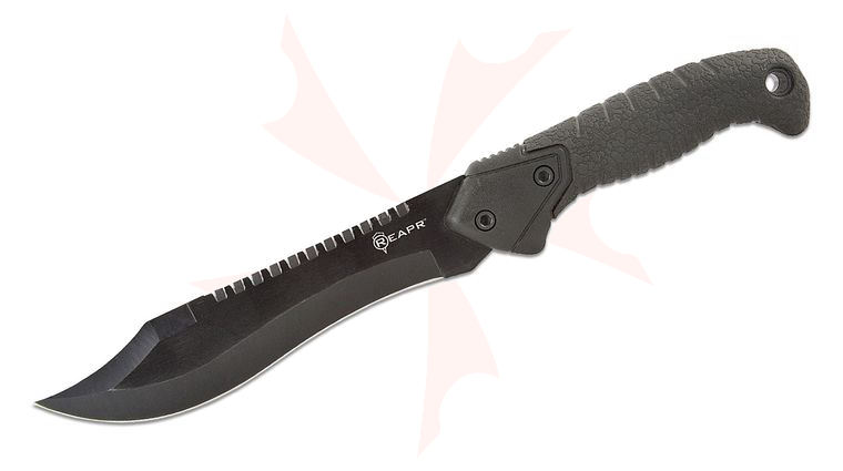 Reapr 11001 TAC Bowie Knife Fixed 7 inch Black Sawback Bowie Blade, TPR Handle, Molded Sheath