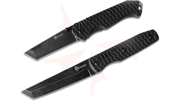 Reapr 11008 2-Piece Knife Combo Set, Black Tanto Blades, Black ABS Plastic Handles, Nylon Belt Sheath