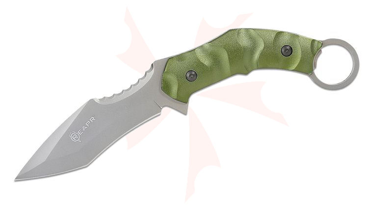 Reapr 11010 SLAMR Knife Fixed 4.75 inch Matte Finished Recurve Tanto Blade, Green Aluminum Handle, Nylon Belt Sheath