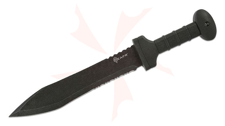 Reapr 11019 Legion Sword 13 inch Black Stonewashed Combo Blade, FRN Handle, Nylon Belt Sheath