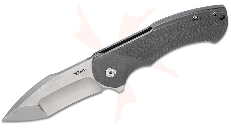 Reate Knives Rick Barrett Fallout 2.0 Flipper 3.6 inch CTS-204P Stonewashed Blade, Milled Titanium Handles