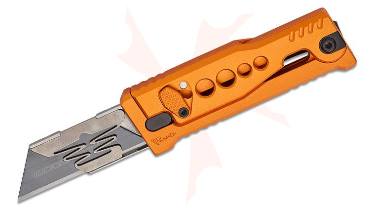 Reate Knives EXO-U Utility Gravity Knife 2.28 inch Replaceable Razor Blade, Orange Speed Holes Aluminum Handles