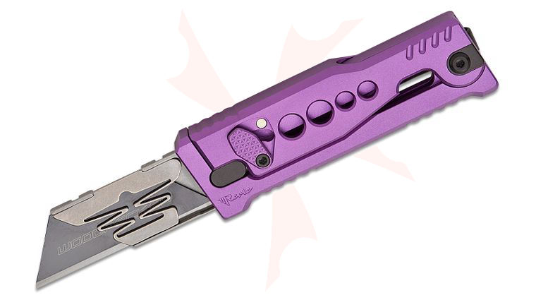 Reate Knives EXO-U Utility Gravity Knife 2.28 inch Replaceable Razor Blade, Purple Speed Holes Aluminum Handles