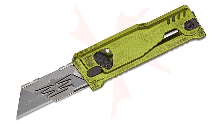 Reate Knives EXO-U Utility Gravity Knife 2.28 inch Replaceable Razor Blade, Green Aluminum Handles